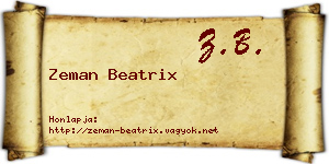 Zeman Beatrix névjegykártya